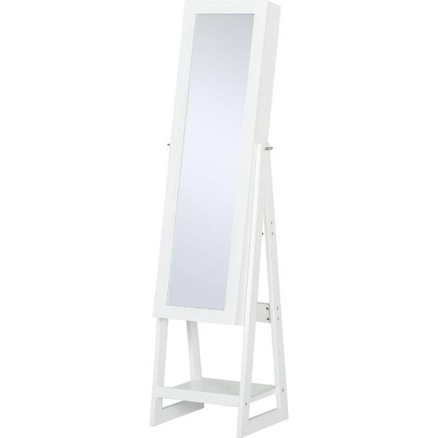 MDF Freestanding Glass Mirror Jewellery Cabinet w/ Storage Shelves White - Home Living | TJ Hughes