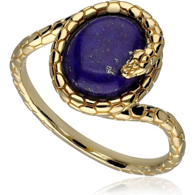 ECFEW™ Lapis Lazuli Winding Snake Ring In Gold Plated Sterling Silver