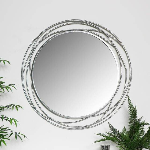 Large Round Silver Swirl Mirror 92cm x 92cm Material: Mirrors