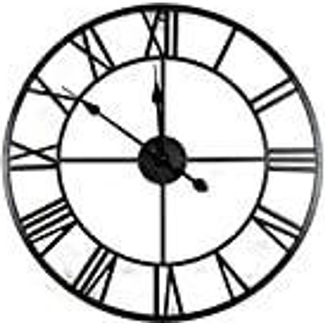 Charles bentley round skeleton clock with roman numerals matte black 80cm
