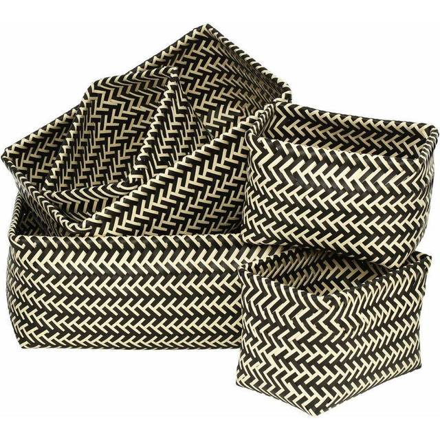 5 Piece Woven Storage Plastic Basket Set - Cream