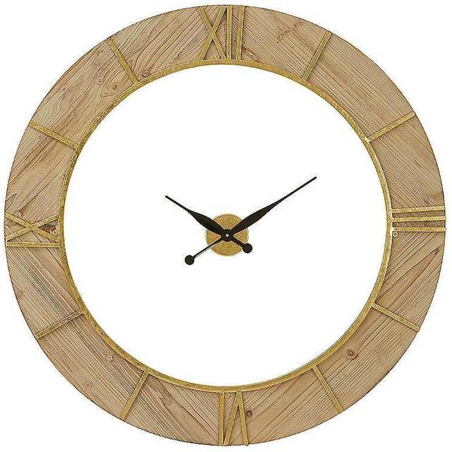 Premier Housewares Wall Clock with Roman Numbers White Gold