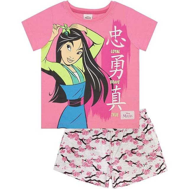 (13-14 Years, Pink/Grey) Mulan Girls Loyal Brave True Short Pyjama Set