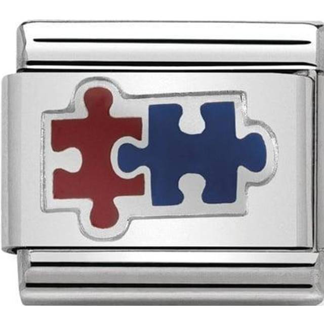 Nomination Classic Silver and Red and Blue Jigsaw Pieces Charm