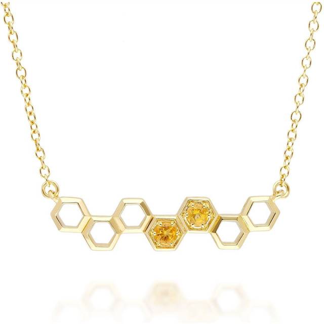 Honeycomb Inspired Citrine Link Necklace in 9ct Yellow Gold