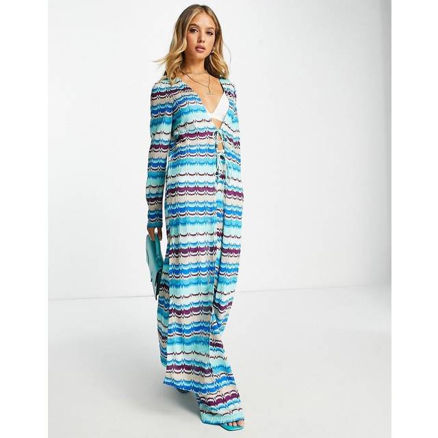 River Island Womens Kaftan Blue Stripe Longline Knit - Size X-Small