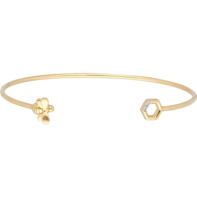 Honeycomb Inspired Diamond Hexagon Bee Bangle in 9ct Yellow Gold
