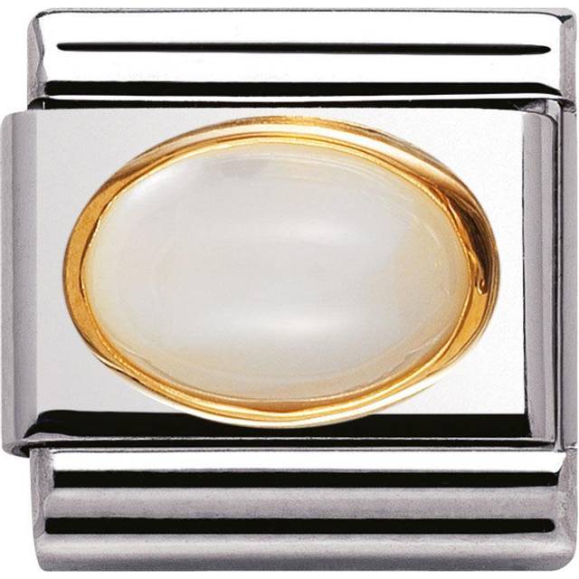 Nomination Classic Gold Oval White Mother Of Pearl Stone Sparkly Charm