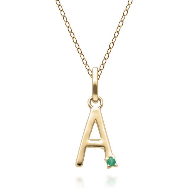 Initial Emerald Letter Necklace In 9ct Yellow Gold