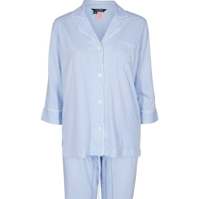 Lauren Ralph Lauren 3/4 Sleeve Capri Stripe Pyjamas, Navy