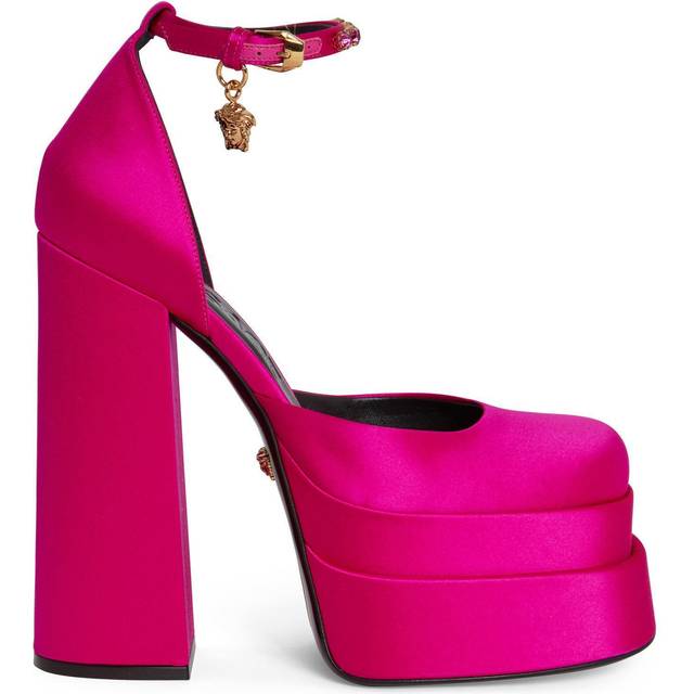 Jewel Strap Satin Platform Pumps 17cm size 40 (40)