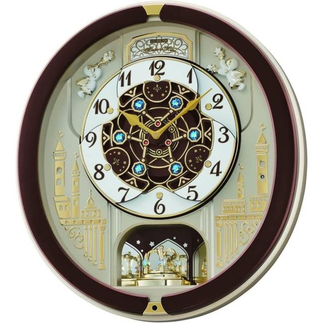 Seiko Clocks Brown Melody In Motion Musical Wall Clock QXM291B - Gold
