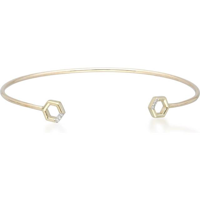 Diamond Pavé Hexagon Open Bangle in 9ct Yellow Gold