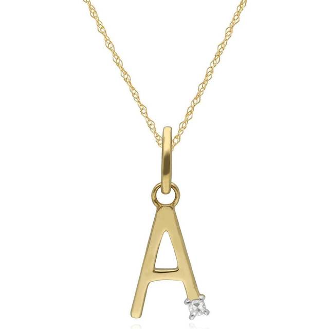Initial Diamond Letter Necklace In 9ct Yellow Gold