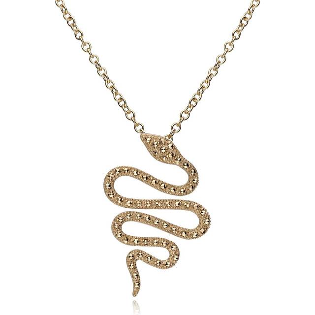 Marcasite Snake Wrap Necklace in Gold Plated Sterling Silver