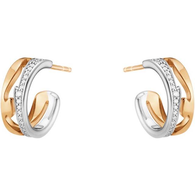 Georg Jensen Fusion åben ørering 1638 i rosaguld og hvidguld med brillanter