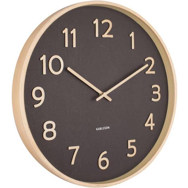 Wood grain wall clock Karlsson Pure - Noir - 4.5x40 cm