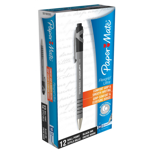 Paper Mate FlexGrip Ultra Medium Retractable Ball Point Pen 1.0mm Black (Pack 36)