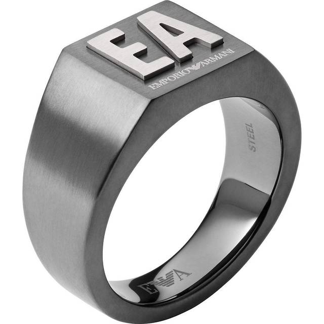 Emporio Armani Men's Gunmetal rostfritt stål Signet Ring, EGS2755060