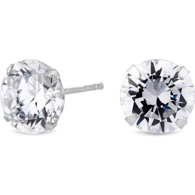 Simply Silver Sterling Silver 925 Cubic Zirconia Solitaire Stud Earrings, Silver