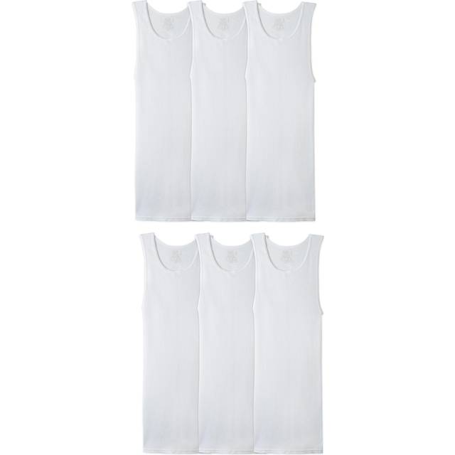 Fruit of the Loom mäns A-skjorta underkläder (paket med 6), 6-pack – vit, L