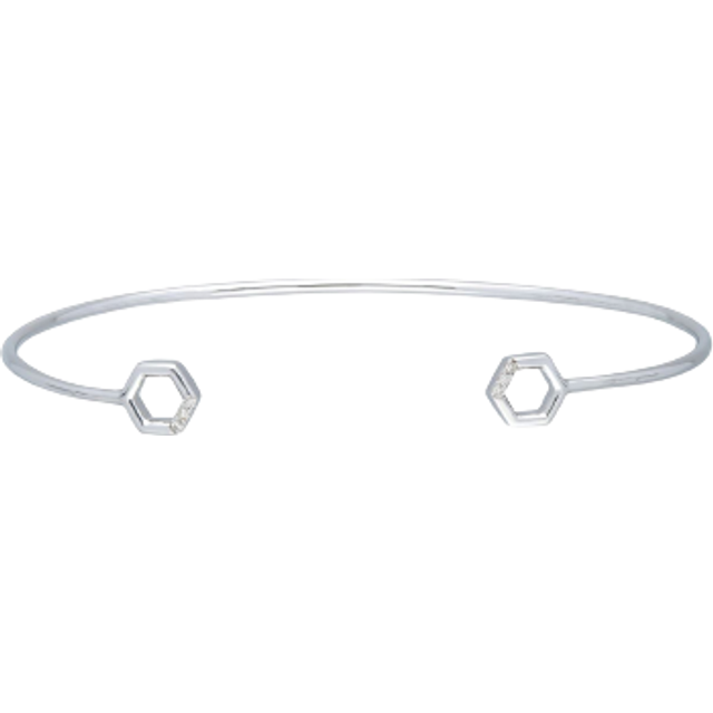 Diamond PavÃ© Hexagon Open Bangle in 9ct White Gold