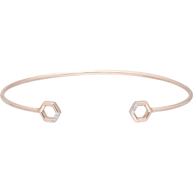 Diamond PavÃ© Hexagon Open Bangle in 9ct Rose Gold - White