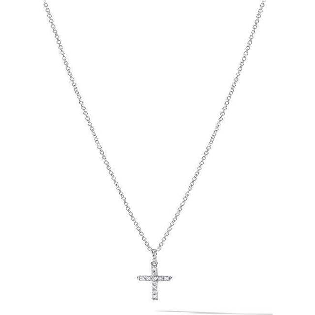 Cable Collectibles® Cross Necklace in 18ct White Gold with Diamonds, 17mm