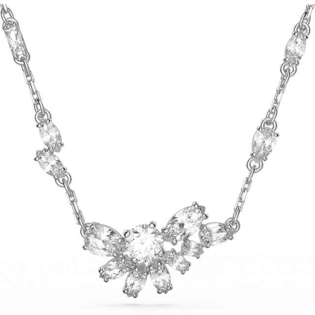 Swarovski Gema Silver Flower Necklace - Adjustable
