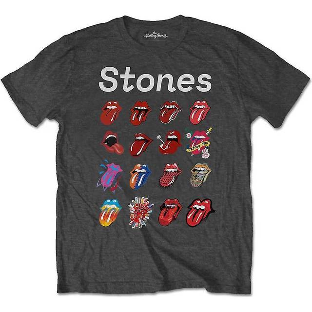 (S, Charcoal) The Rolling Stones Tongue Evolution Tour Skinny Fit T Shirt