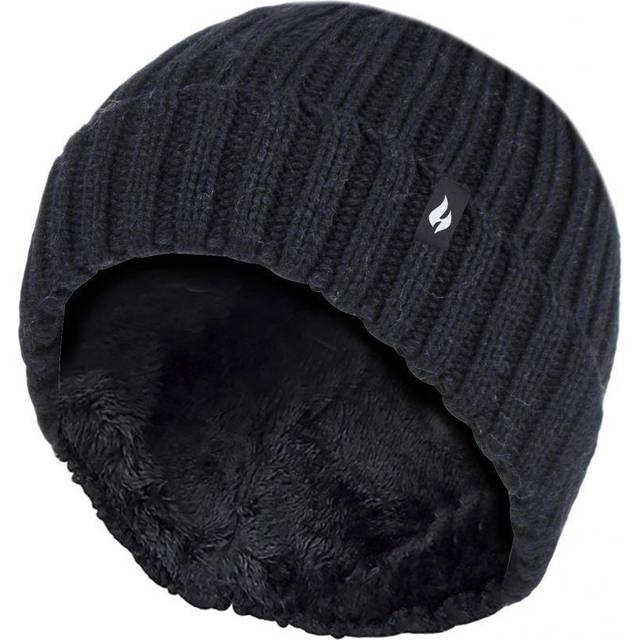 (Cloud Grey) Heat Holders - Girls Chunky Ribbed Thermal Winter Hat & Gloves Set