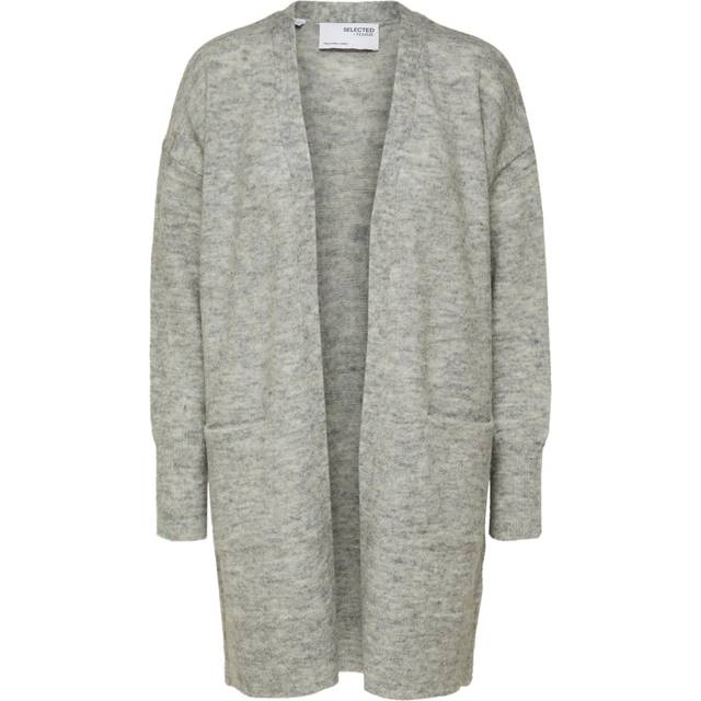 Selected Femme - Slflulu Light Grey Melange Knit Long Cardigan XS