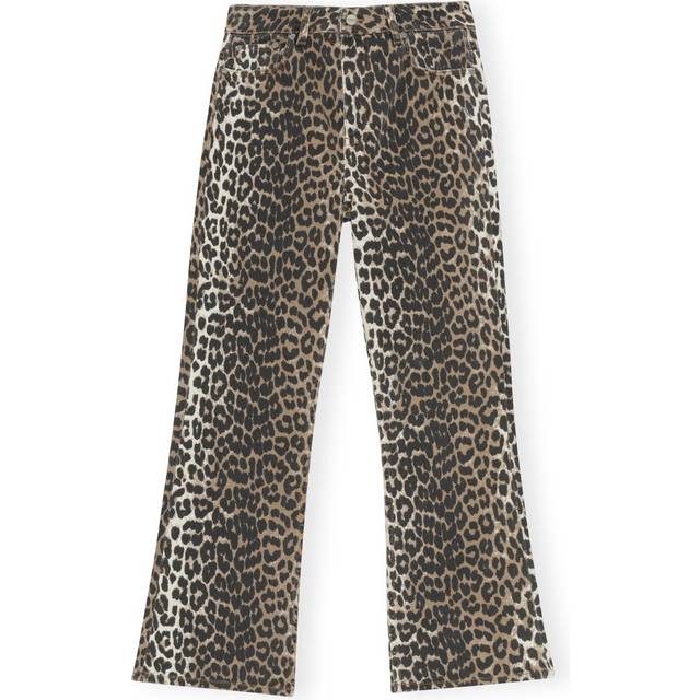 GANNI Leopard Betzy Cropped Jeans - Beige