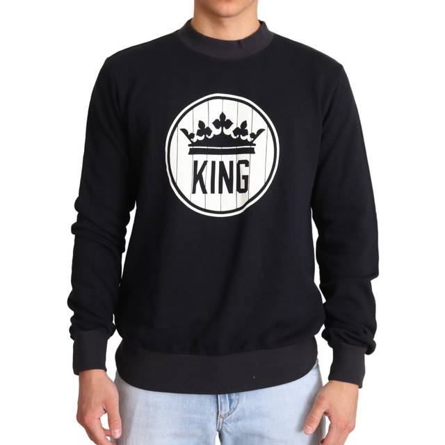 Dolce & Gabbana Blue Crown King Cotton Pullover Sweater - IT46 | S