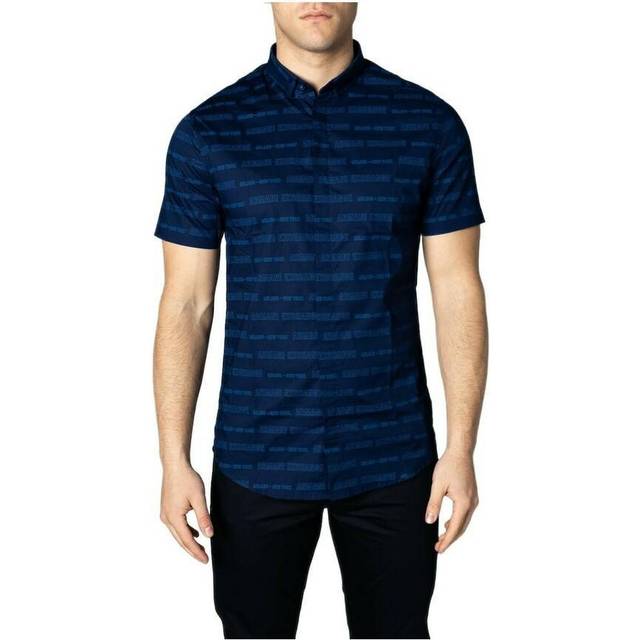 Armani Exchange, Casual Shirts, male, Blue, 2XL, Blue Shirts for Men
