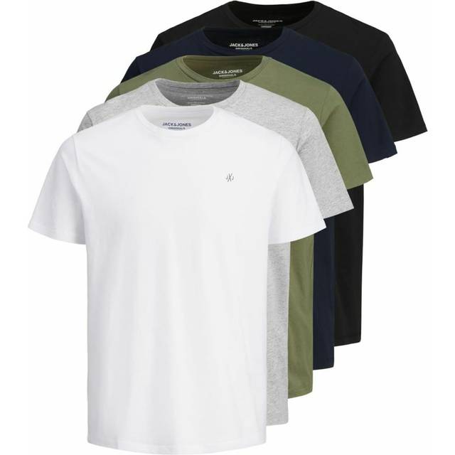 JACK & JONES Noa t-shirt för män plus size t-shirt, Vit/detalj: packad W. Alla färger, XXL