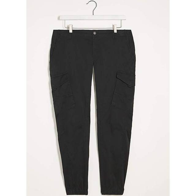 Inside Leg Size 32", Waist Size 40 Mens Jack & Jones Black Cargo Trousers Big & Tall - 32" 40