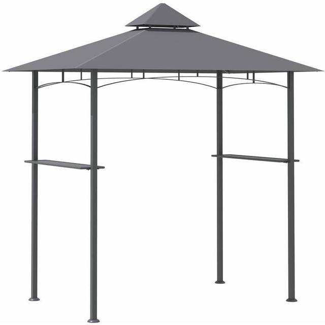Outdoor Double-tier bbq Gazebo Shelter Grill Canopy Barbecue Tent Grey - Outsunny