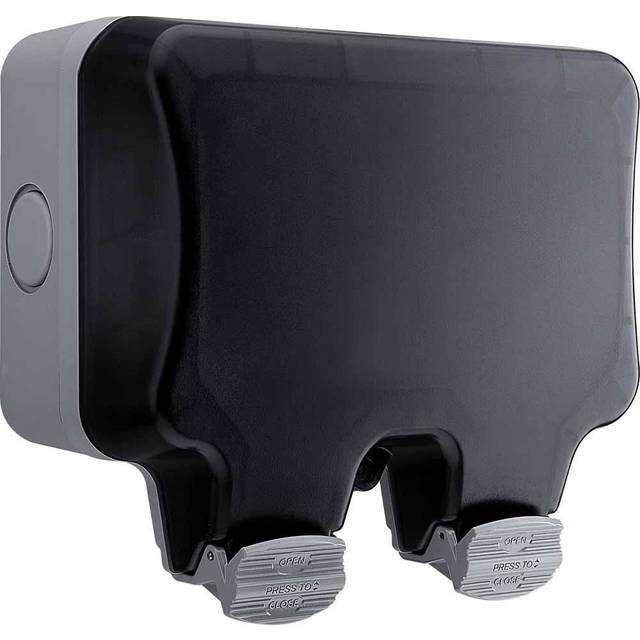 BG Electrical WP22WR-01 Double Weatherproof Outdoor Switched Power Socket with Wi-Fi Repeater, IP66 Rated, 13 Amp, Grey, 16.5 cm*16.5 cm*17.3 cm