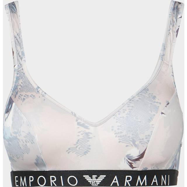 Emporio Armani Women's Visibility Padded Bralette, Birds / Powder Pink Print - White - Size: XS