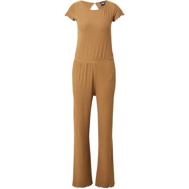 Urban Classics Dam ribbad bred ben jumpsuit, mörkbrun, XS, Darktaupe, XS
