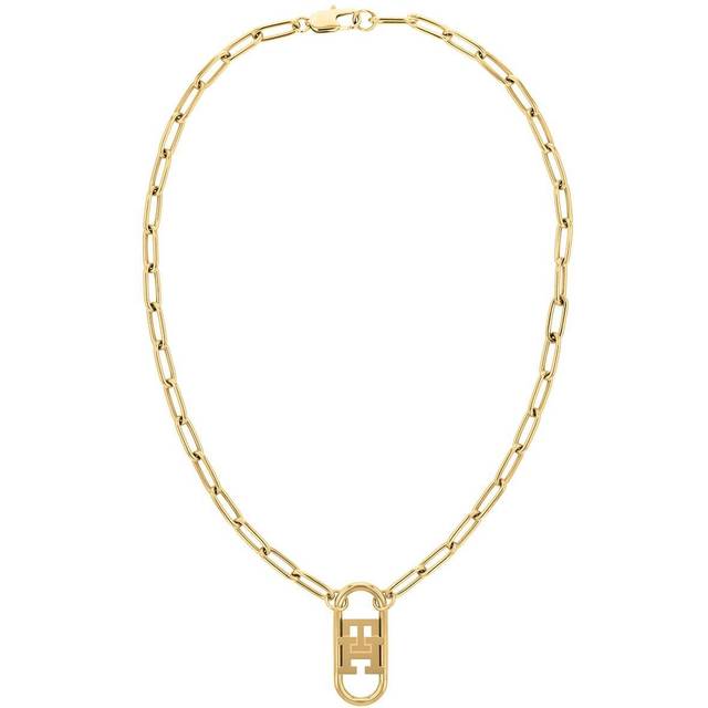 Tommy Hilfiger Gold Tone Monogram Chain Pendant