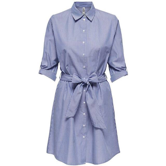 Full Dress with 3/4 Length Sleeves - Blue Stripes - 14