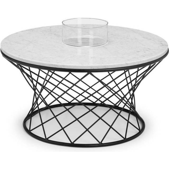 Julian Bowen Trevi Real Marble Round Wire Coffee Table - White