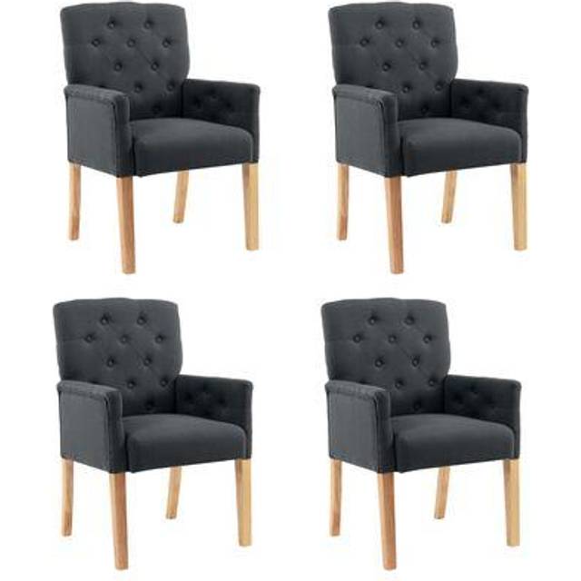 vidaXL Matstolar med armstöd 4 st beige tyg