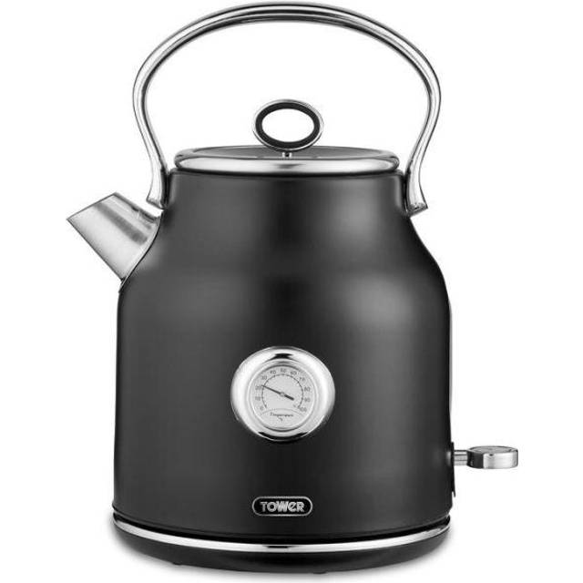 Tower kettle renaissance 1.7 litre 3 kw ultra-fast quiet boil, t10063blk, black