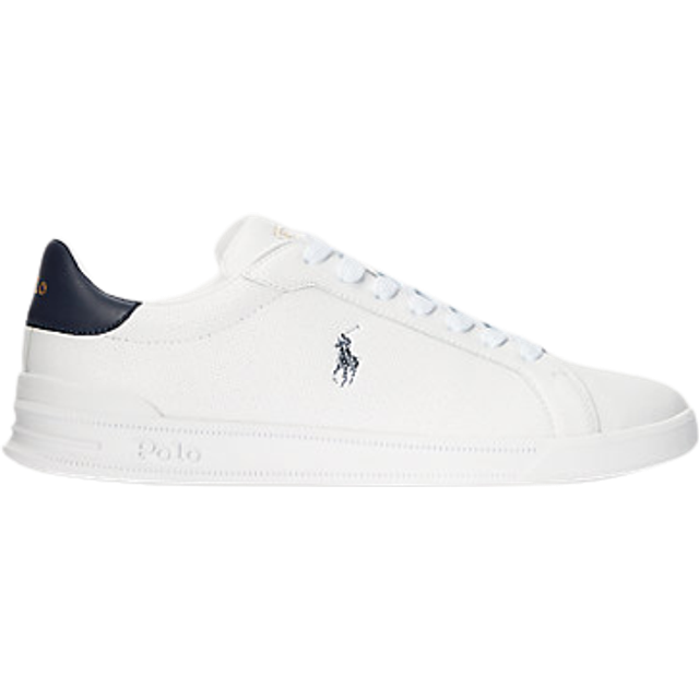 Polo Ralph Lauren Men's Heritage Court Premium Leather Cupsole Trainers - White/Navy/Red - UK 9