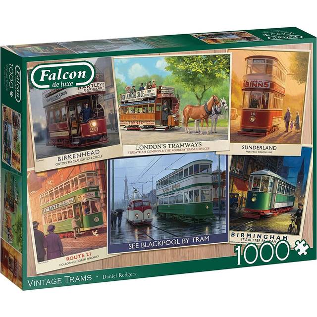 Jumbo, Falcon de luxe - Vintage Trams, Jigsaw Puzzles for Adults, 1000 piece