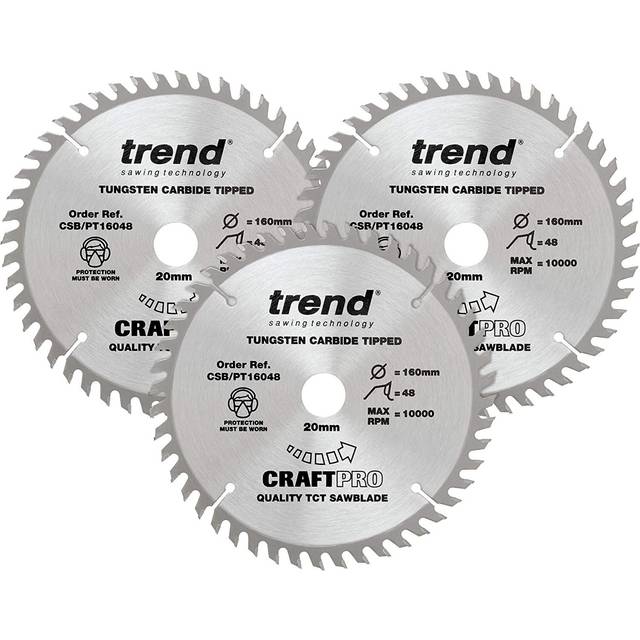 Trend - CSB/PT160/3PK CraftPro Panel Trim Plunge Saw Blades 160mm 20mm 48T Pack 3