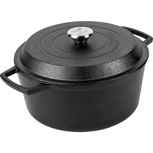 Nadiya X Prestige Cast Iron Casserole, 4.5L, With Cast Iron Lid, Black